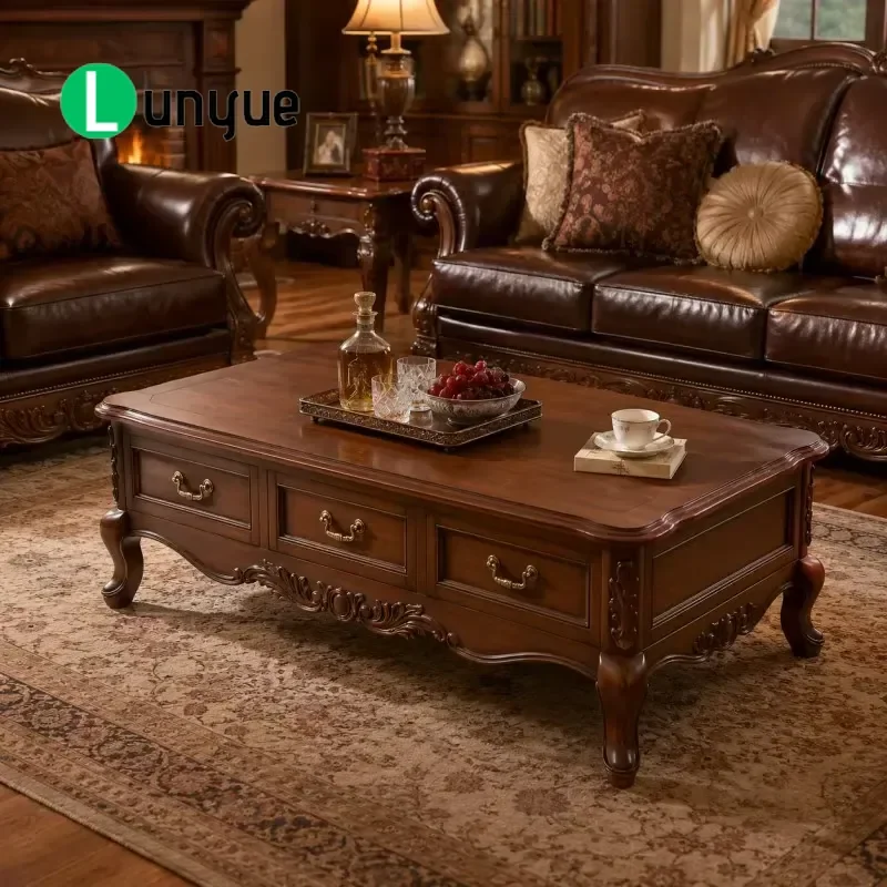 American Mid Century Modern Solid Wood Coffee Table Durable Handmade Living Room Center Table with Storage Locker Home Decor