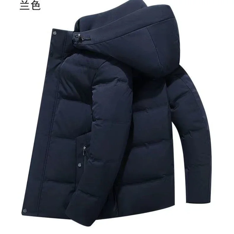 Jaket Down Musim Dingin Pria, mantel hangat usia sedang dan lansia tebal ukuran besar bisa dilepas