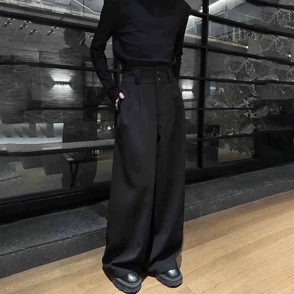 

Winter New Male Solid Color Straight Leg Suit Trousers Korean Retro Fashion Trendy High Street Loose Casual Niche Men's Bottoms