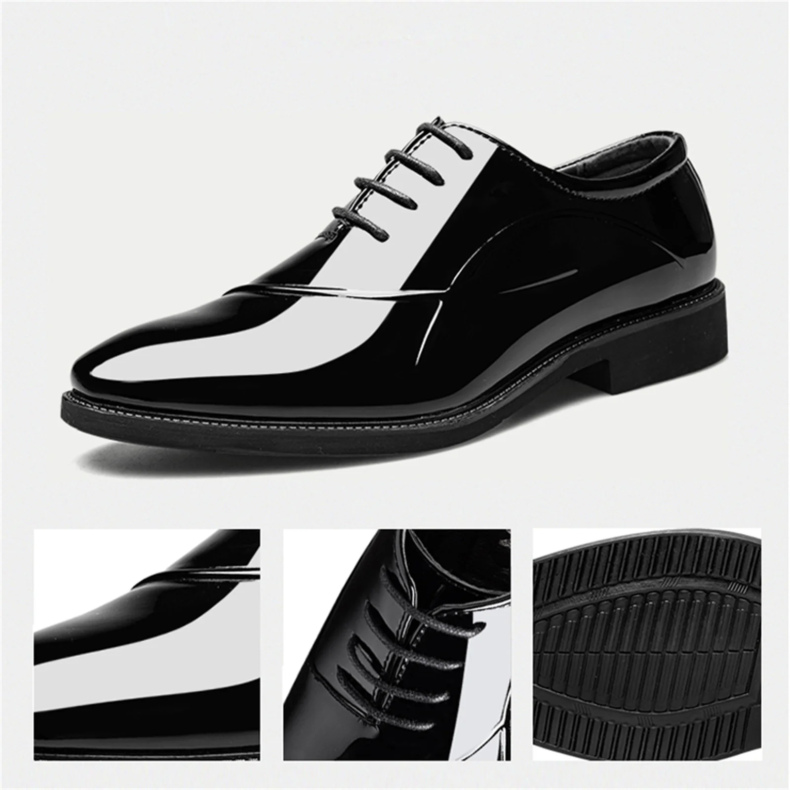 Men's Dress Shoes Classic Modern Formal Business Oxford Comfortable Tuxedo Casual Lace Up Derbys Shoes For Men - Image 2