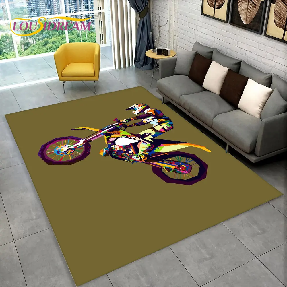 3D Motorcycle Racing Area Rug Large,Carpet Rug for Home Living Room Bedroom Sofa Doormat Decoration,Kid Play Non-slip Floor Mat