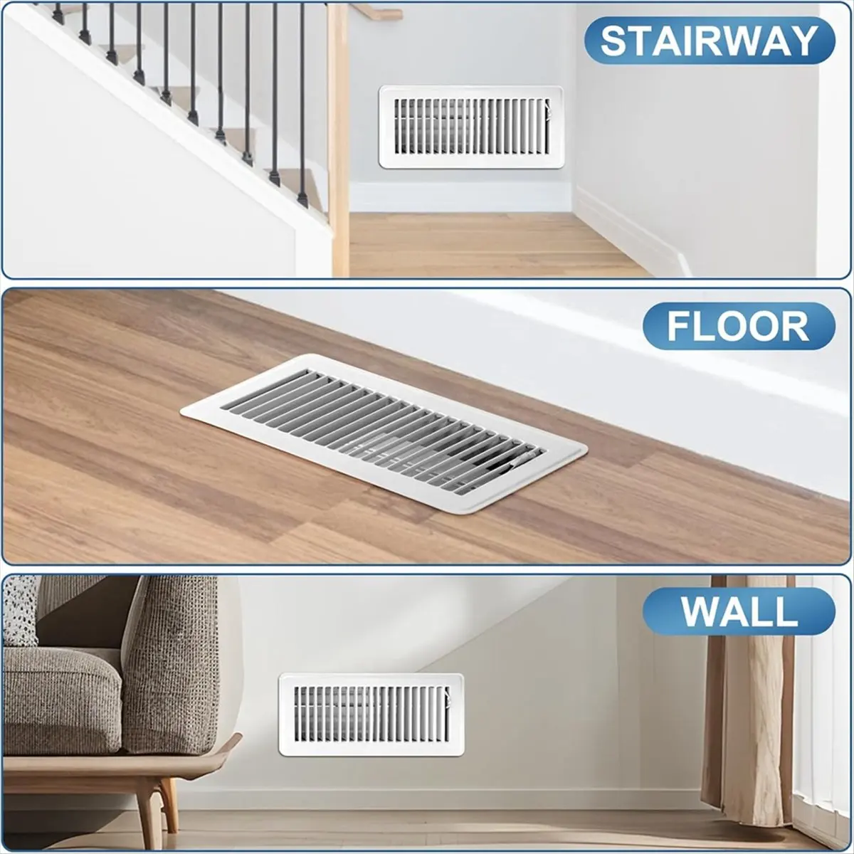 Floor Register 4x10inch 2Pack Metal Floor Vent Covers - Walkable Vent Covers for Home Floor - Air Vent Covers