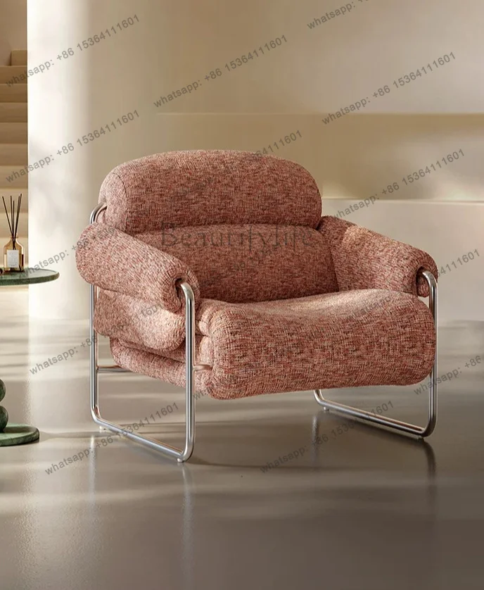 LD Italian Minimalist Single Sofa Chair Living Room Balcony Wabi Sabi Wind Lazy Lounger
