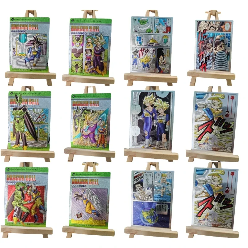 

12pcs/set Dragon Ball Comics Son Goku Cell Son Gohan Self Made Refraction Flash Card Anime Classics Game Collection Cards Toy