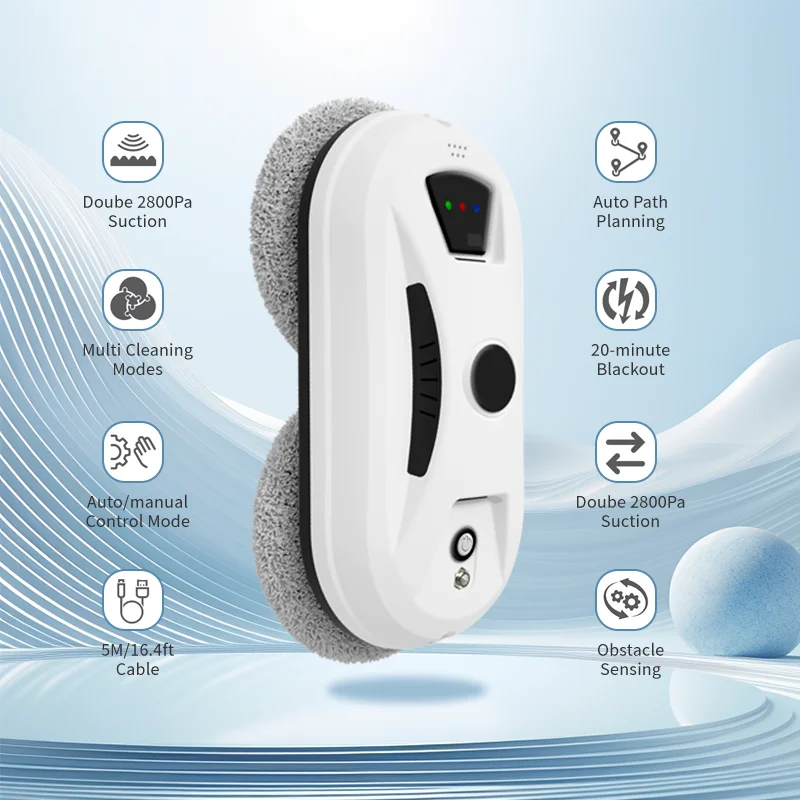 Робот-пылесос, интеллектуальное планирование маршрута, 2800 Па, всасывающее устройство для мытья окон, пульт дистанционного управления для дома