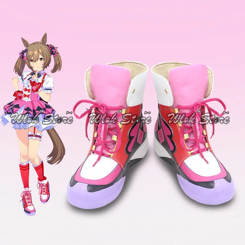 Anime Pretty Derby Smart Falcon Cosplay Shoes Pink Sneakers High-Top Customized Halloween Carnival Party Role Play Shoes Women