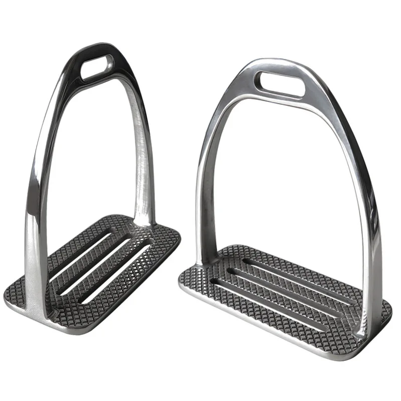White steel safety stirrup non-rusting non-peeling foot plate with anti-skid particles inner width 125 mm
