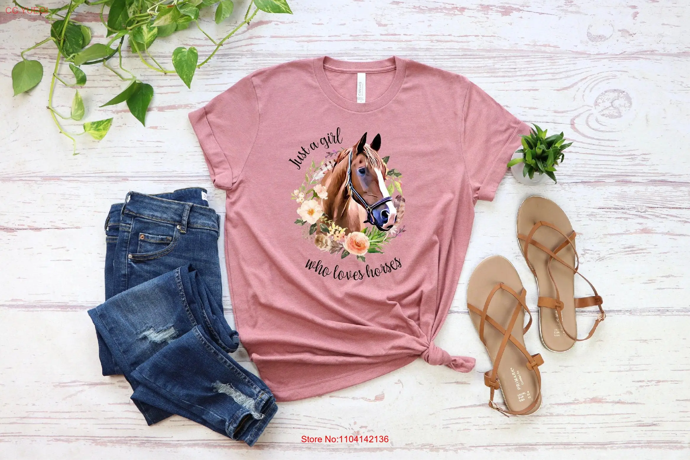 Sólo una chica que como caballos camiseta amante de los caballos niñas para propietario granjero mangas largas o cortas