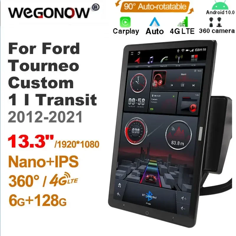 PX6 13.3'' Android 10.0 Car Multimedia for Ford Tourneo Custom 1 I Transit 2012-2021 Auto Radio Audio 4G LTE 360 Optical No DVD