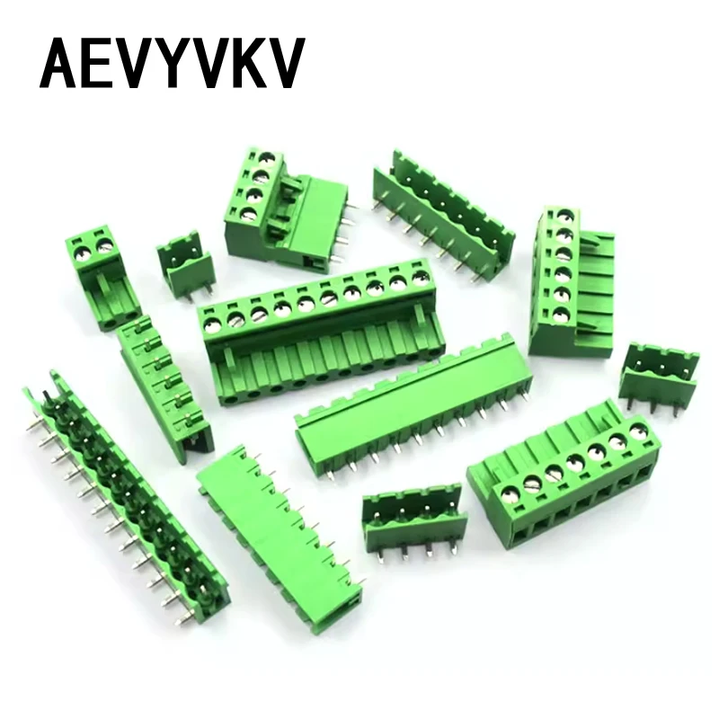 5Sets 2EDG 5.08mm Pcb Screw Terminal Block Male Female Connector Straight/Angle Pin Plug 2/3/4/5/6/7/8/9/10/12Pin 5.08mm Pitch