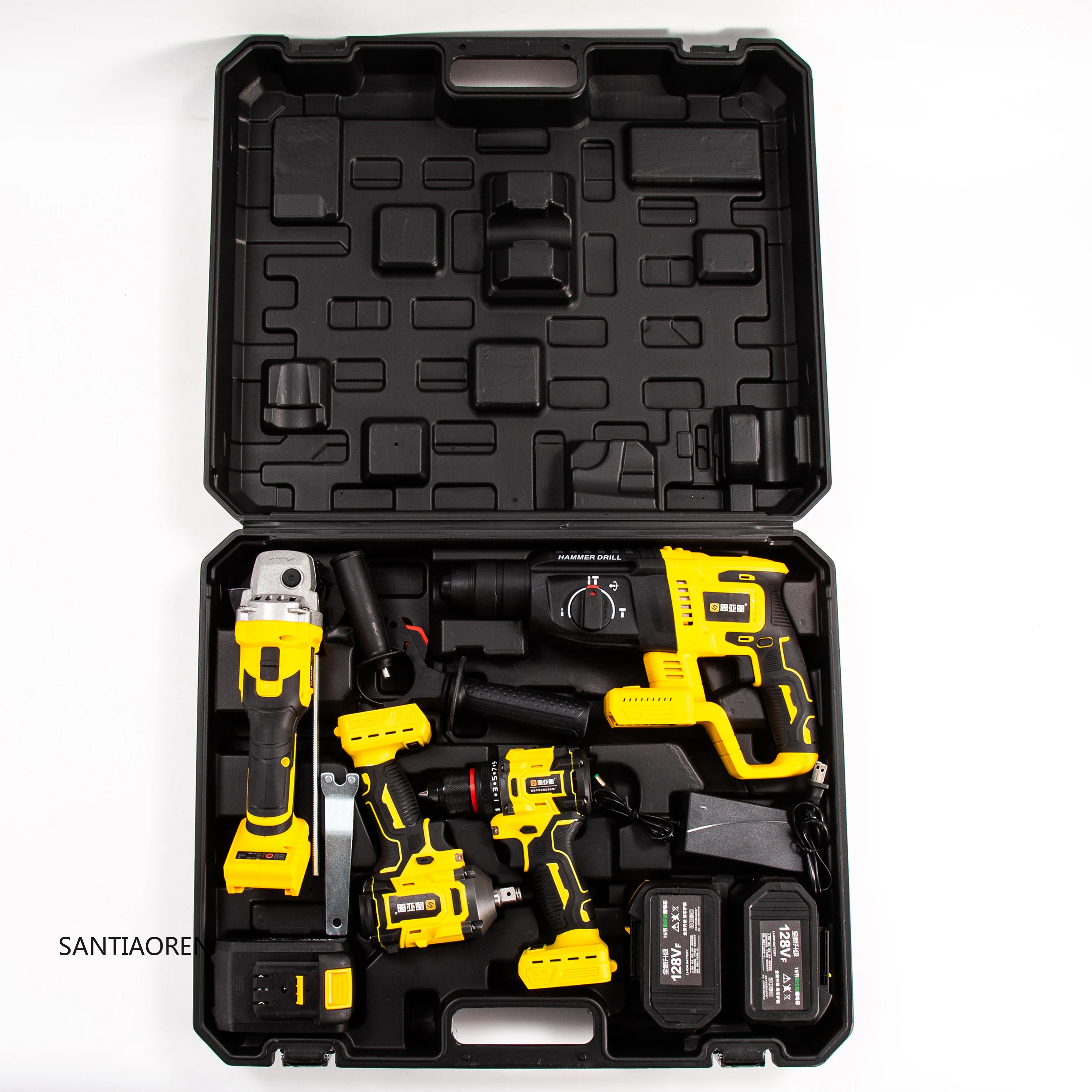 

4 Pcs Cordless Brushless Electric Hammer Drill Angle Grinder Wrenches-Combination Power Multi-Tools Kits Customizable OEM Set