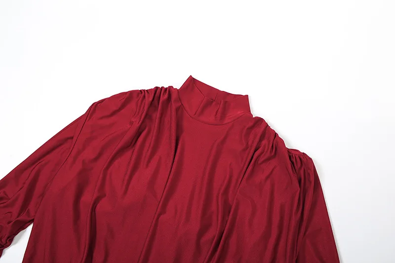 Sukienka mini bez pleców, obcisła, damska, modna, seksowna, z golfem, długi rękaw, marszczona, w stylu hipster, na urodziny, imprezę, do klubu nocnego, streetwear