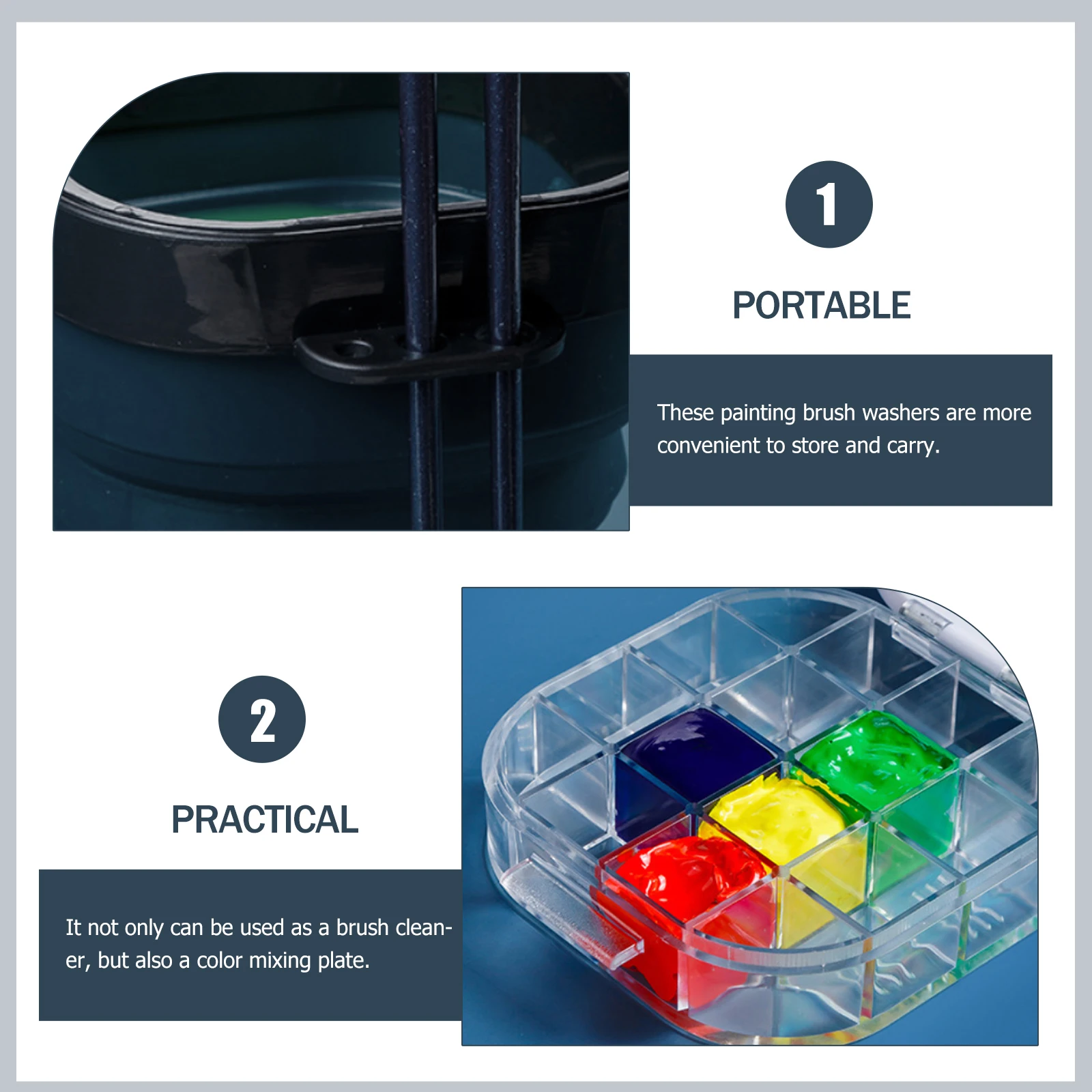 

Plastic Painting Buckets Pen Brush Washer Palette Student Art Supplies Portable Paintbrush Cleaner Color Mixer Artist Brush