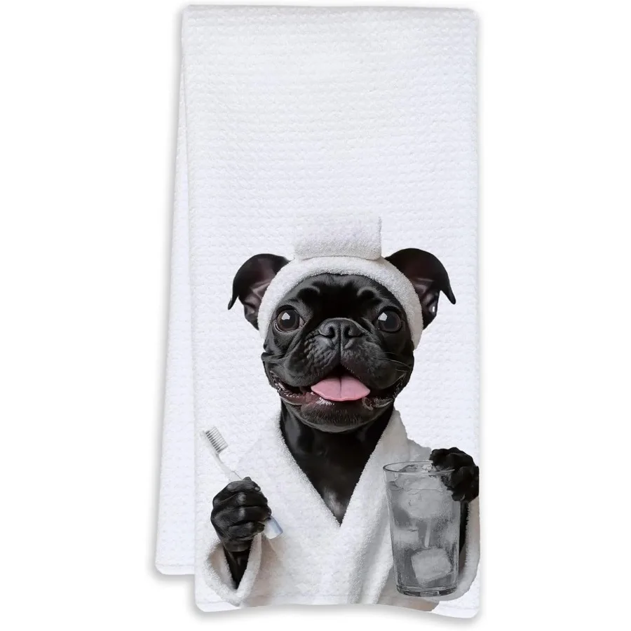 

Fy Black Pug Bathroom Hand Towels Pug Gts for Pugs Lovers Dog Bathroom Decor Dog Mom Dad Lovers Gts Decorative Hand Towels for