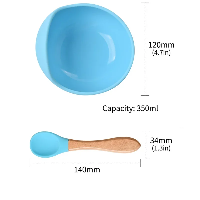 2PCS/Set Silicone Baby Feeding Bowl Tableware for Kids Waterproof Suction Bowl With Spoon Children Dishes Kitchenware Baby Stuff