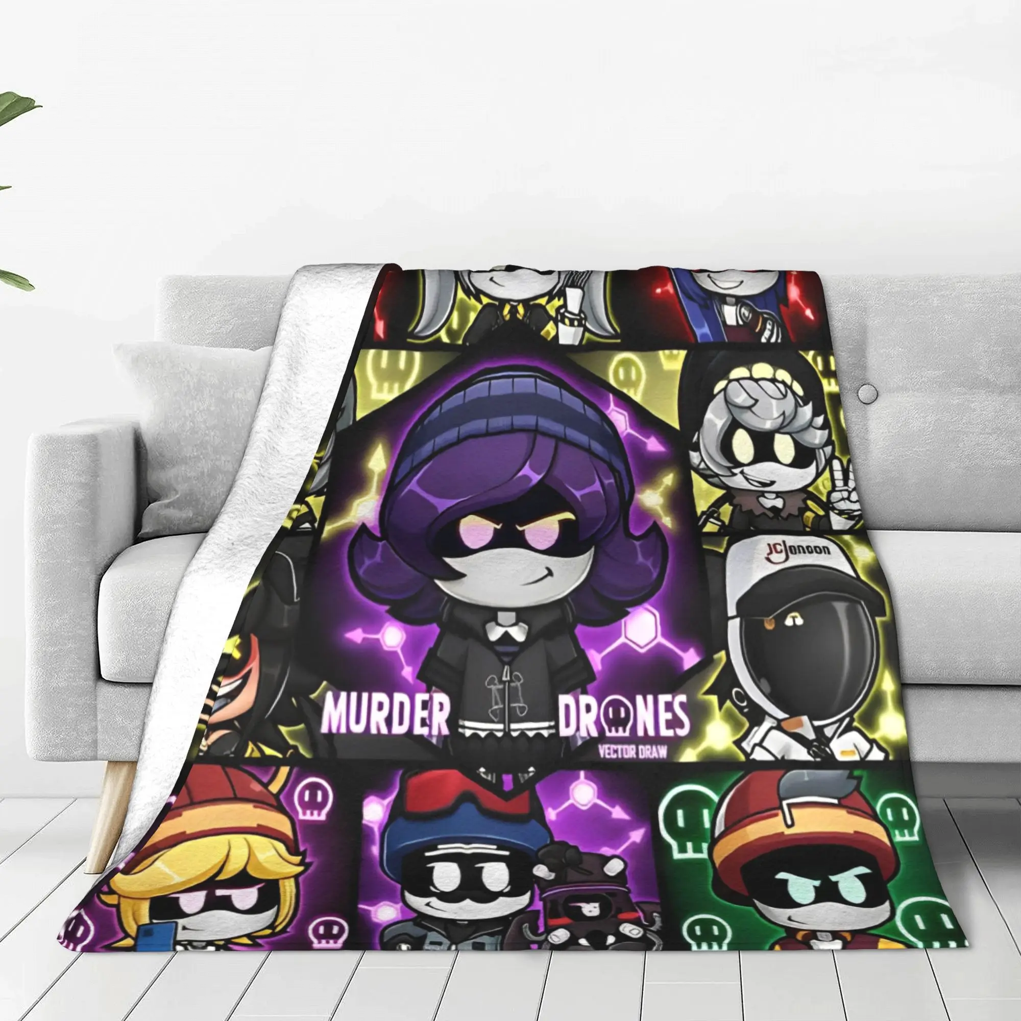 Cartoon Murder Drones Anime Fuzzy Blanket  Funny Throw Blanket for  Sofa Bedding Lounge 125*100cm Quilt