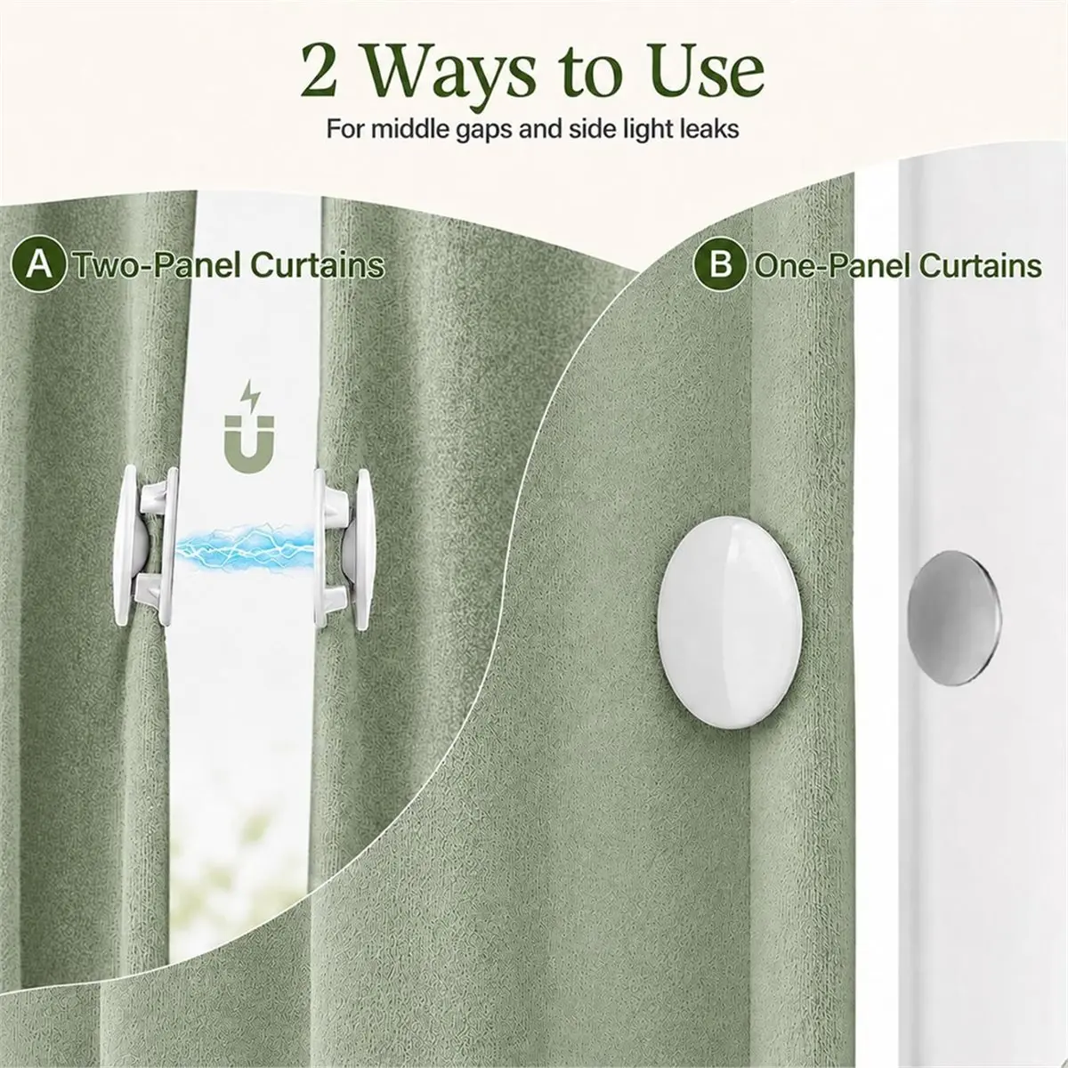 10 Pack Curtain Magnets Closure with Adhesive Patch for Light Blocking & Privacy