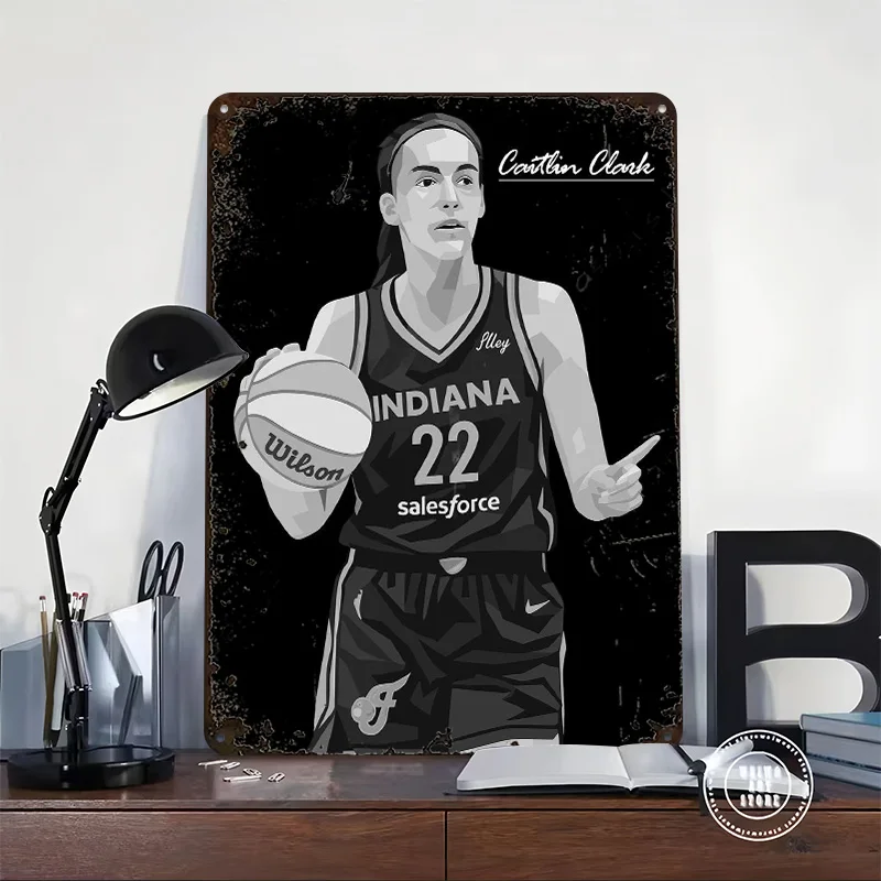 Caitlin Clark Indiana Fever Black Poster Customized Vintage Metal Signs Wall Art Retro Tin Plaque for Office Decor Room House