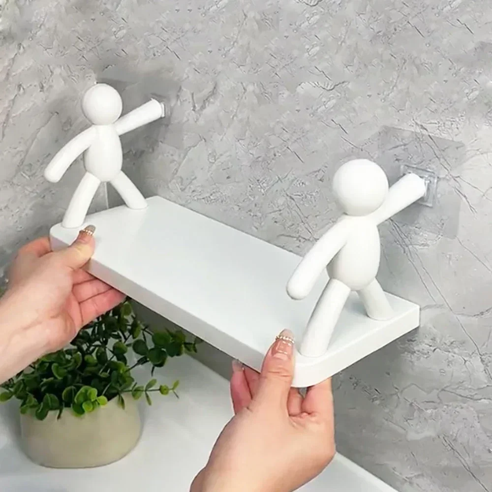 

1PC 2PCS Self-adhesive Tape Buckle Holder Bathroom Shampoo Racks Plastic Shelf Organization Shelves Support Wall shelves room