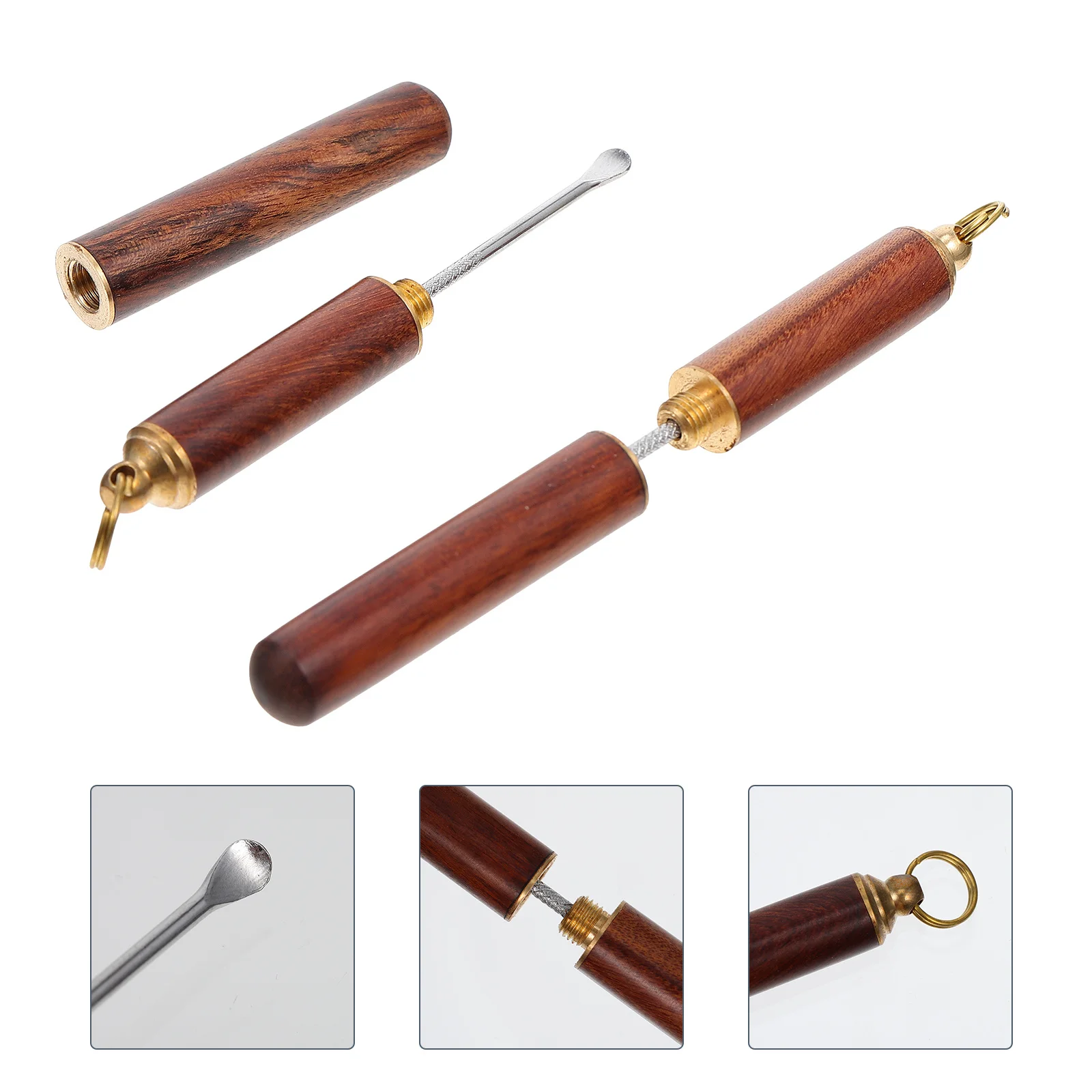 

2 шт. деревянная ложка, латунные выборки, портативные инструменты для чистки ушной серы для путешествий, дома, прочные гаджеты для чистки ушей, практичное средство для удаления воска