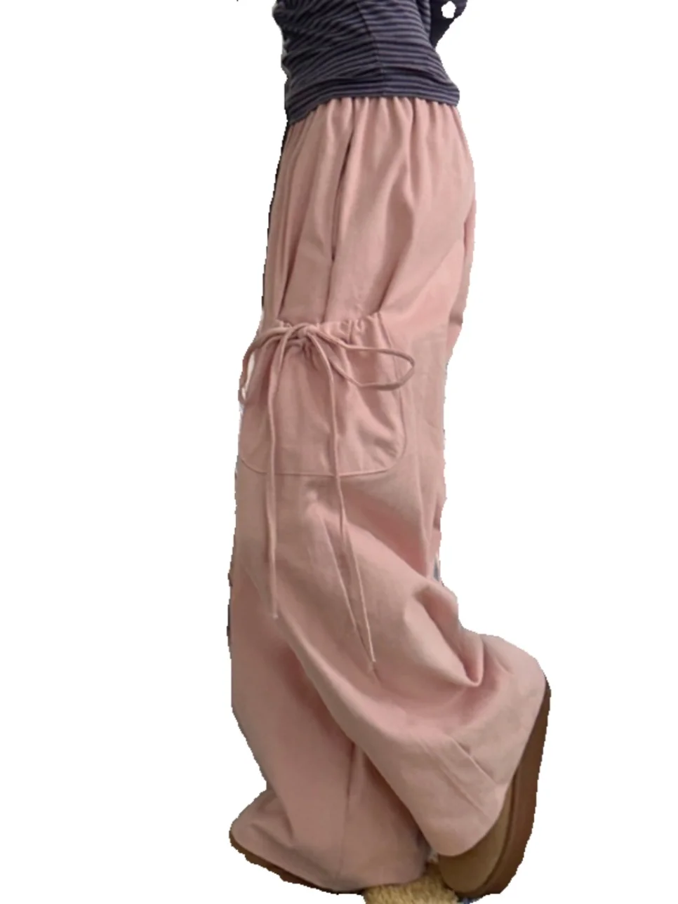 Pantalon décontracté ample à jambe droite pour femmes, avec bouilloires latérales, Design Anti-âge, ceinture à nœud, en coton, pour les déplacements