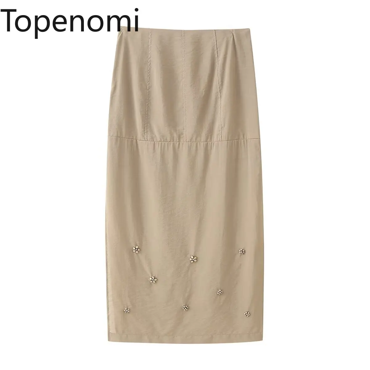 

Topenomi Elegant Three-dimensional Flower Skirt Women 2025 Summer High Waist Straight Split Long Skirts Fashion Versatile Faldas