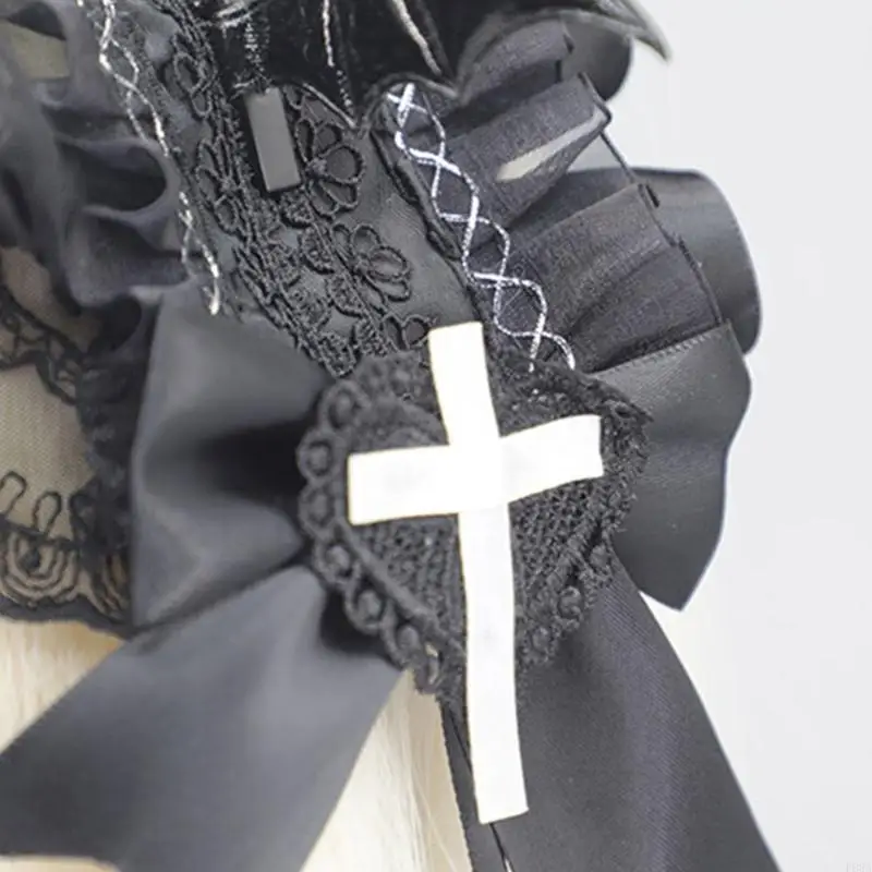 

P88A Girl Bowknot Headbands with Pleated Lace Halloween Photography Hair Hoop