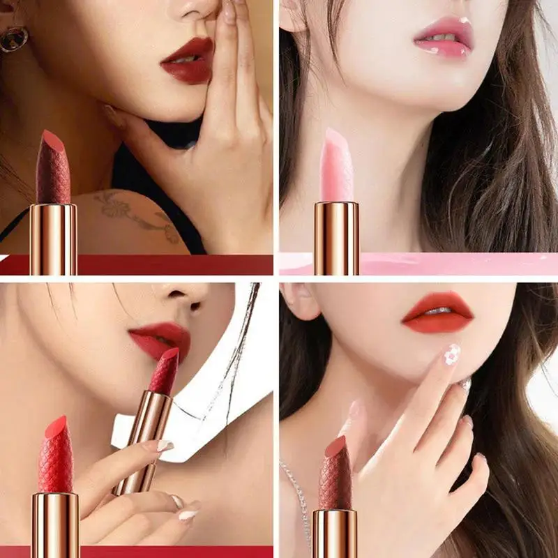 Set di rossetti opachi Waterproof Matte Nude Lipstick Pigment Red Long Lasting Lip Gloss con Chaming Chain Pouch Women Makeup