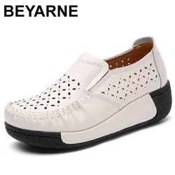 New Fashion Women Flat Shoes Comfortable Casual Shoes Hollow Out Breathable Leather Sneakers Size 41 Zapatillas Femeninas