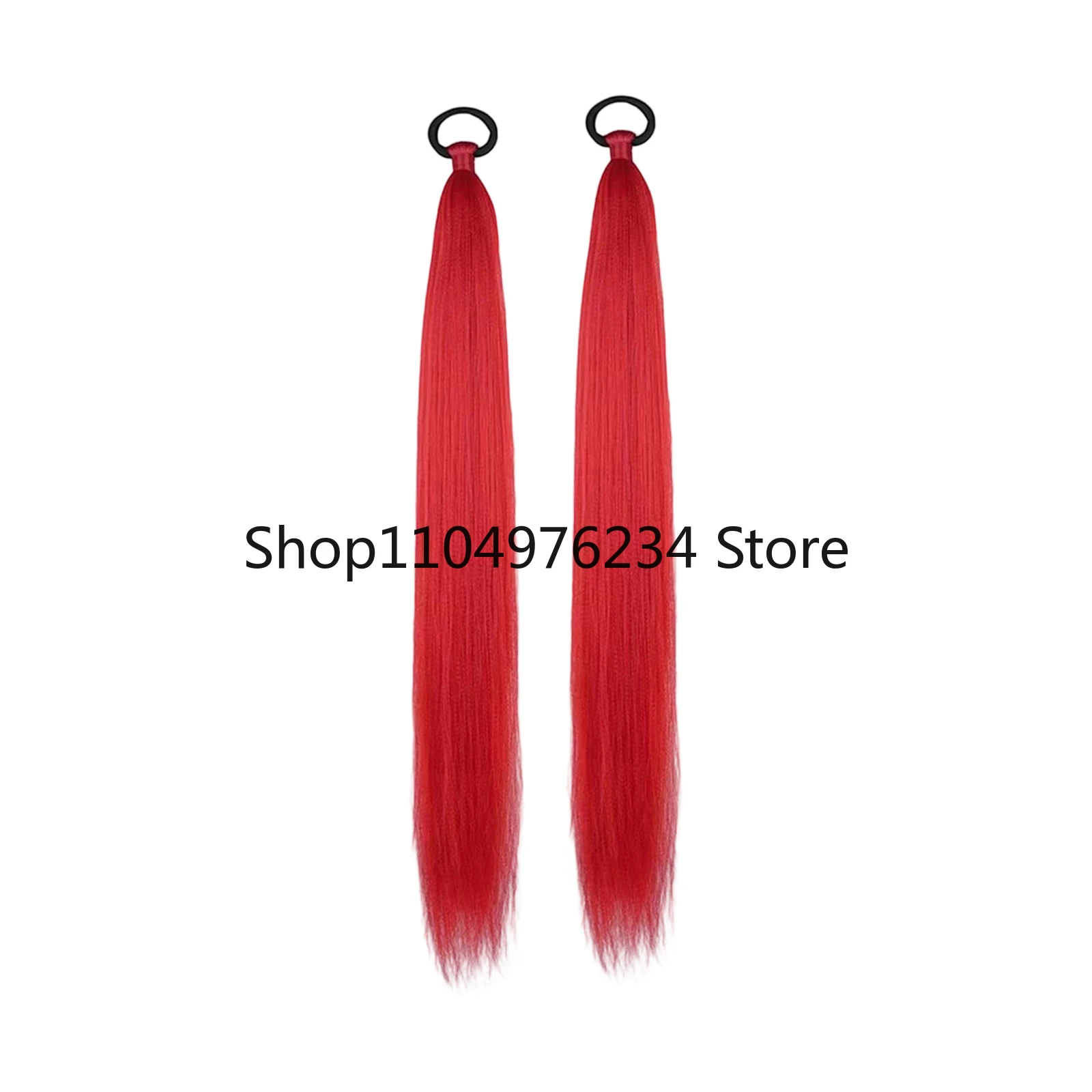 Queue de cheval synthétique lisse avec attache élastique, Extensions capillaires tressées colorées, accessoires pour femmes, 2 pièces