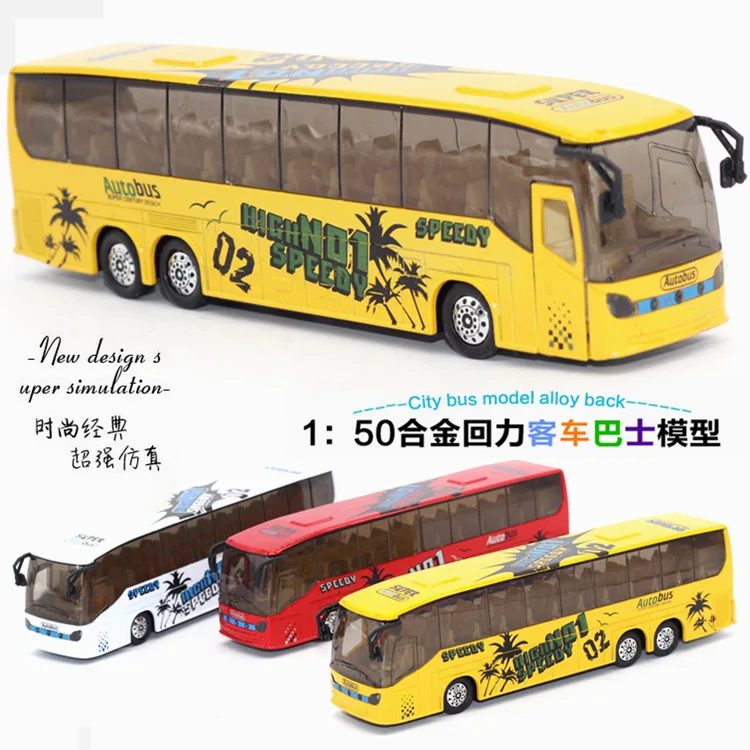 Diecast Alloy Tour Coach Bus Model Travel Bus with Light & Music Simulation Long-distance Passenger Bus car  for Collection Gift