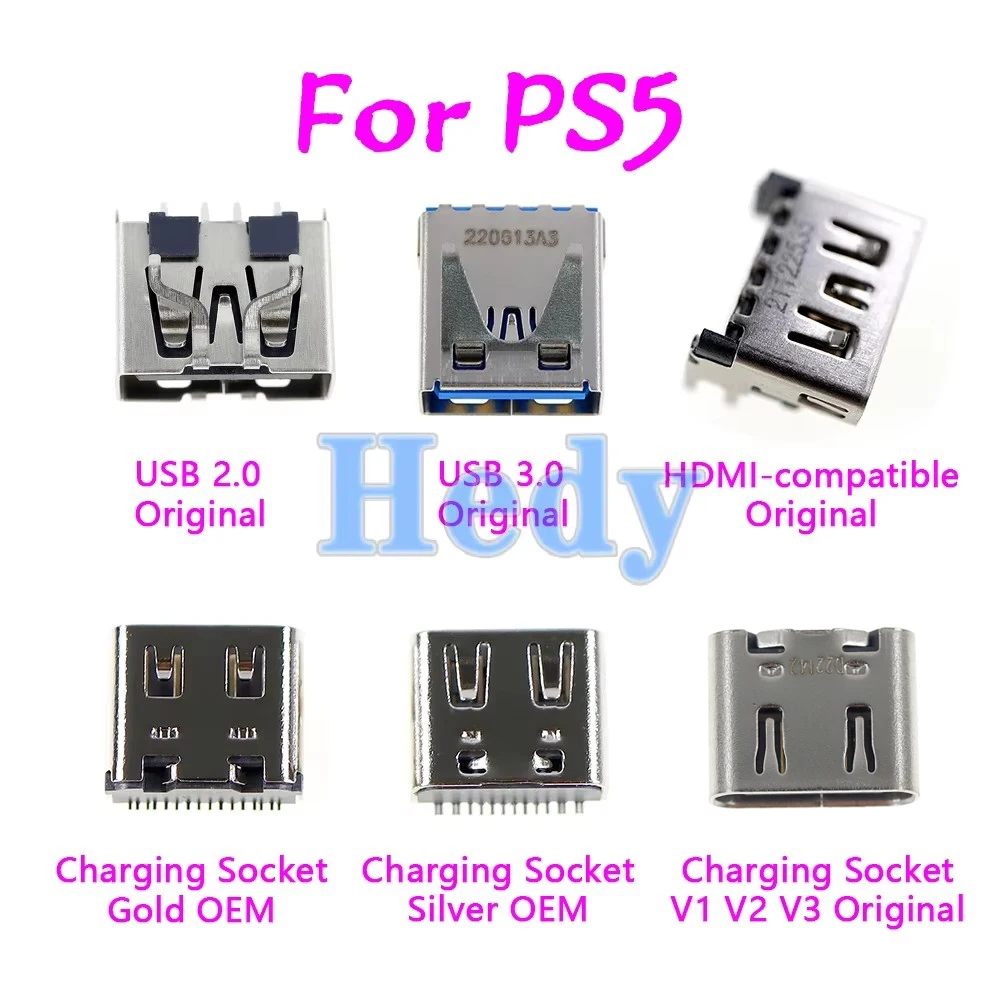 1PC Video Interface Jack Connector HDMI-Compatible For PS5 Console 3.0 2.0 USB Socket TV interface Charging SocketV1 V2 V3