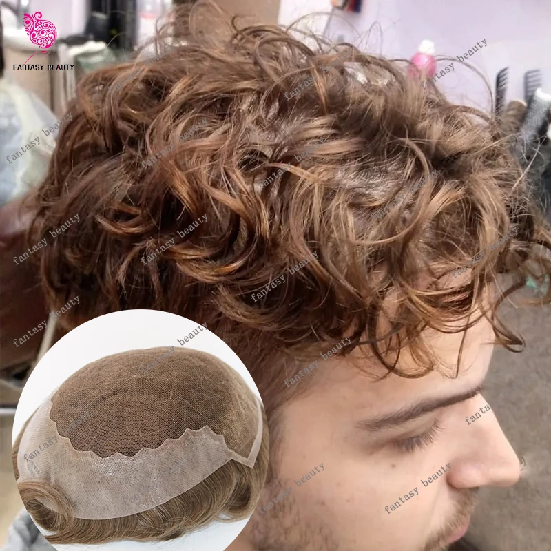 

Мужской парик Honey Ash Blonde 28MM с натуральной линией роста волос, износостойкий, Q6, кружево и полиуретан, 18 # Коричнево-серый черный парик из натуральных волос для замещения волос (протез)