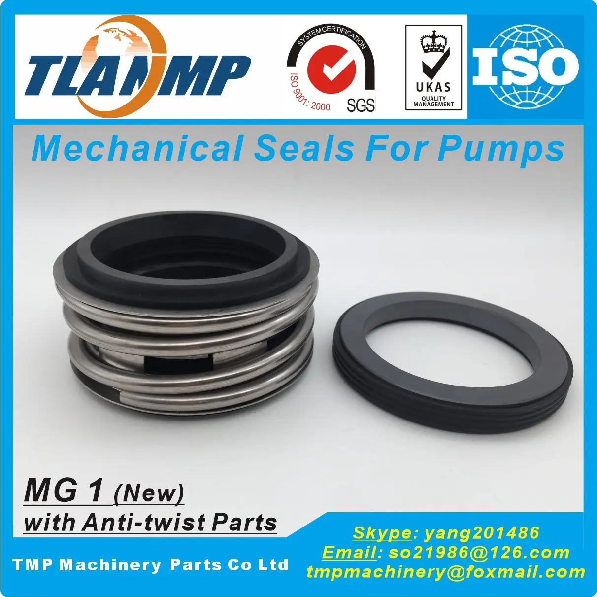 

MG1/18/20/22/24/25/28/30/32/33/35/38/40/45-G60 (New Structure) MG1 Mechanical Seals with Anti-twist Metal parts