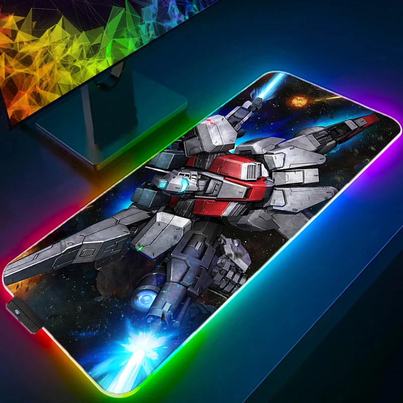 

RGB LED Anime Mouse Pad Gamer Keyboard Pad Desk Mouse Mat M-mechanical W-warrior G-gundam Rubber Tapis Souris Gaming PC Mousepad