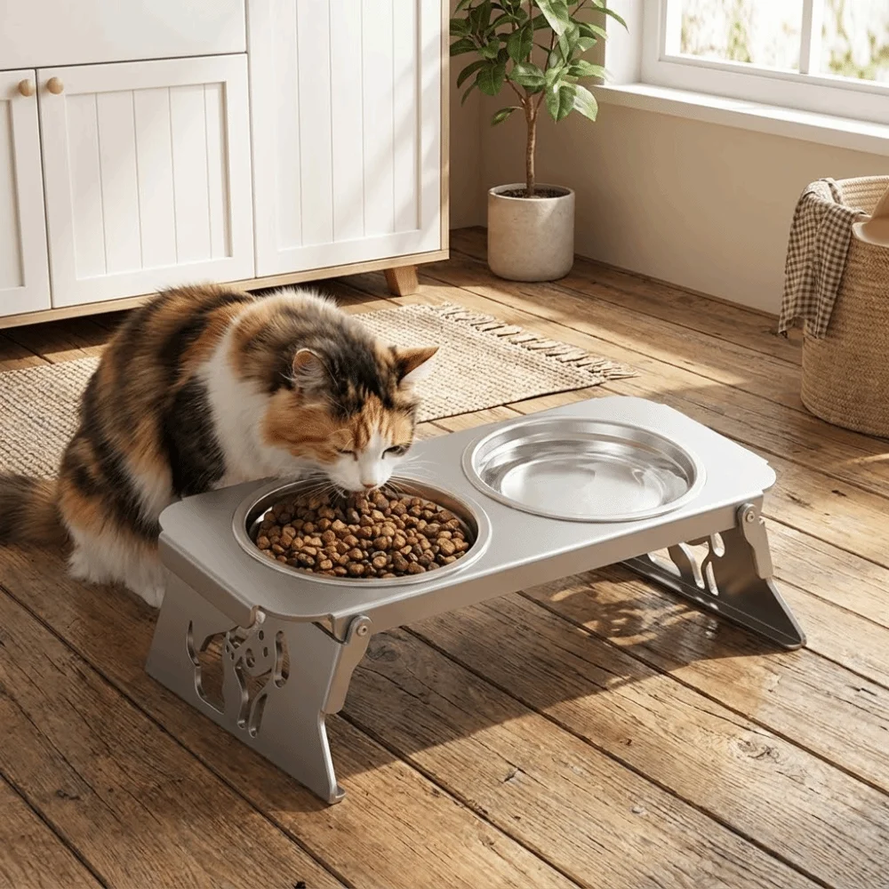 

Dog Bowl Foldable Raised Pet Feeder Removable Non-slip Elevated Cat Bowl Anti-flip Water Food Bowl Pet Feeder Stand Dog Feeding