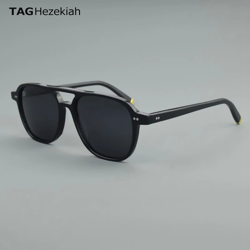 

TAG Hezekiah Retro Double Bridges Square Sunglasses Women Shades UV400 Fashion Brand Designer Rivets Men Sun Glasse