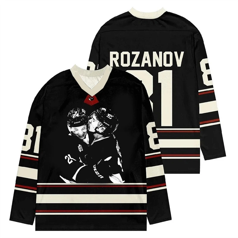 Beheiztes, vom Rivalitätsspiel inspiriertes Ilya Rozanov Shane Hollander Herren-Hockeytrikot Hollanov Merch Hudson William Connor Storrie Fan-Trikot – Detail 6