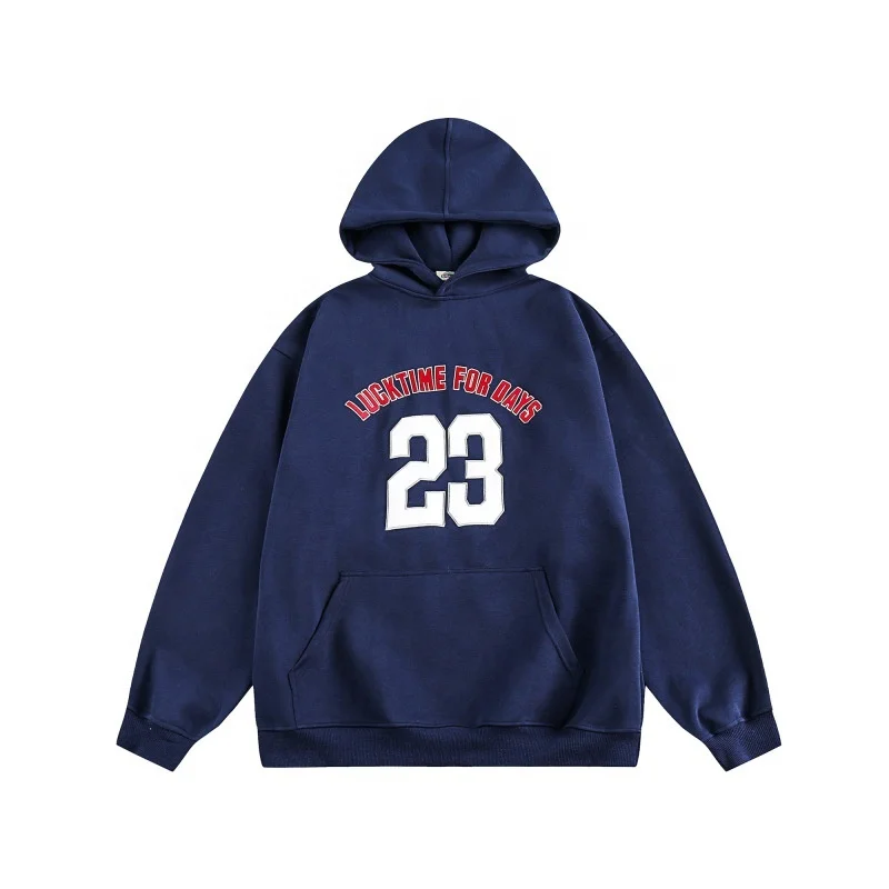 2023 Spring Korean retro sports casual sweater men's trendy brand spring and autumn hooded heavy atmosphere hooded sweater