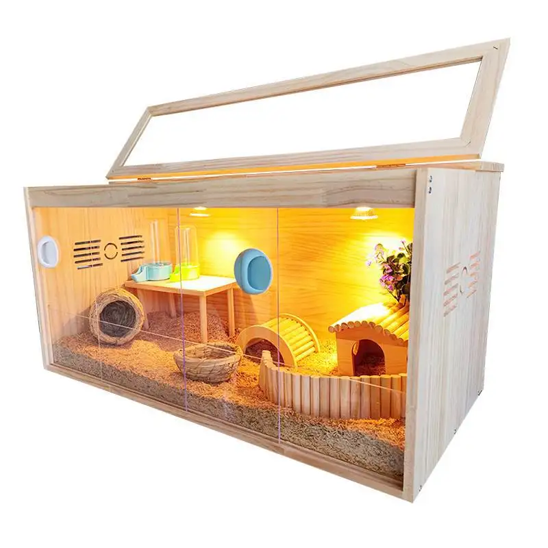 

Solid wood rutin chicken feeding box sliding door pet wooden house landscaping Luding insulation house