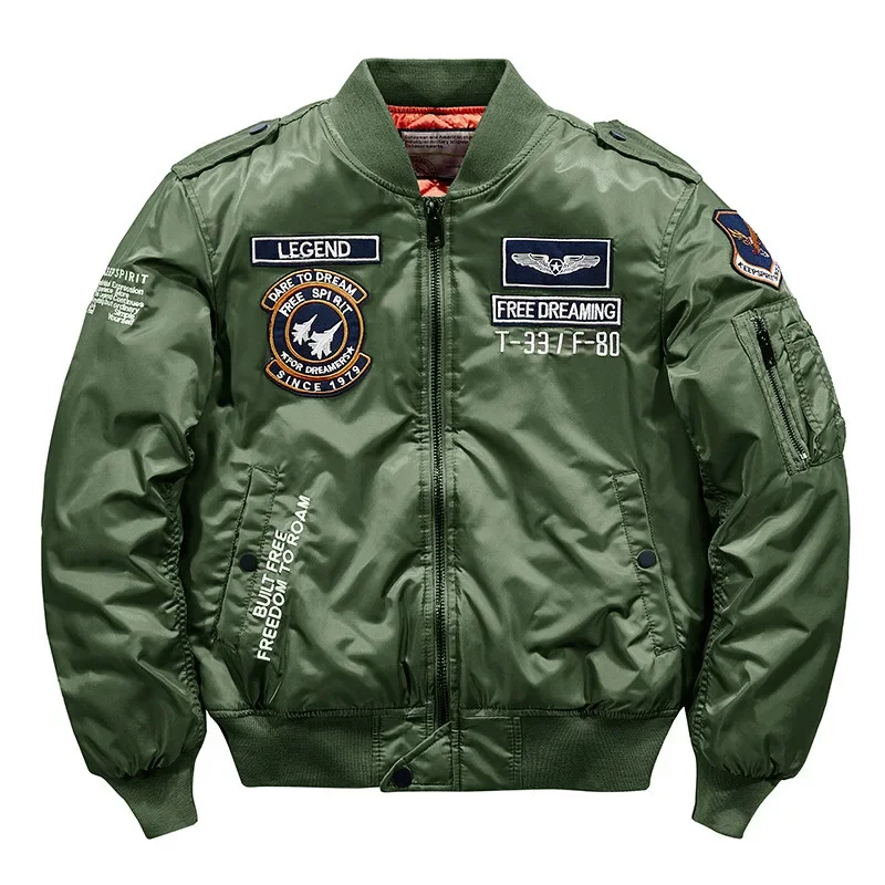 

Winter Hip Hop Thick Warm Jacket Men High Quality Military Motorcycle Ma-1 Aviator Pilot Coats Male Baseball Bomber Jacket