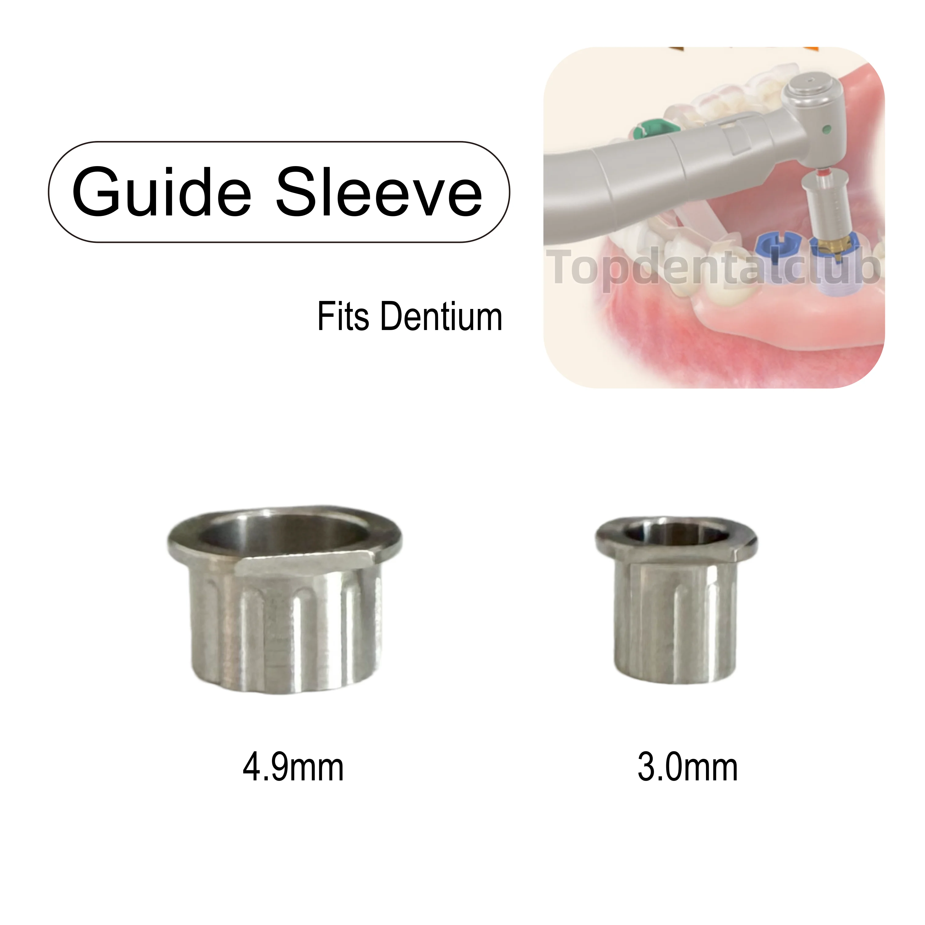 Manchon de guidage numérique dentaire pour implants, forets annulaires guidés, manchons métalliques chirurgicaux compatibles Dentium 3.0/4.9mm
