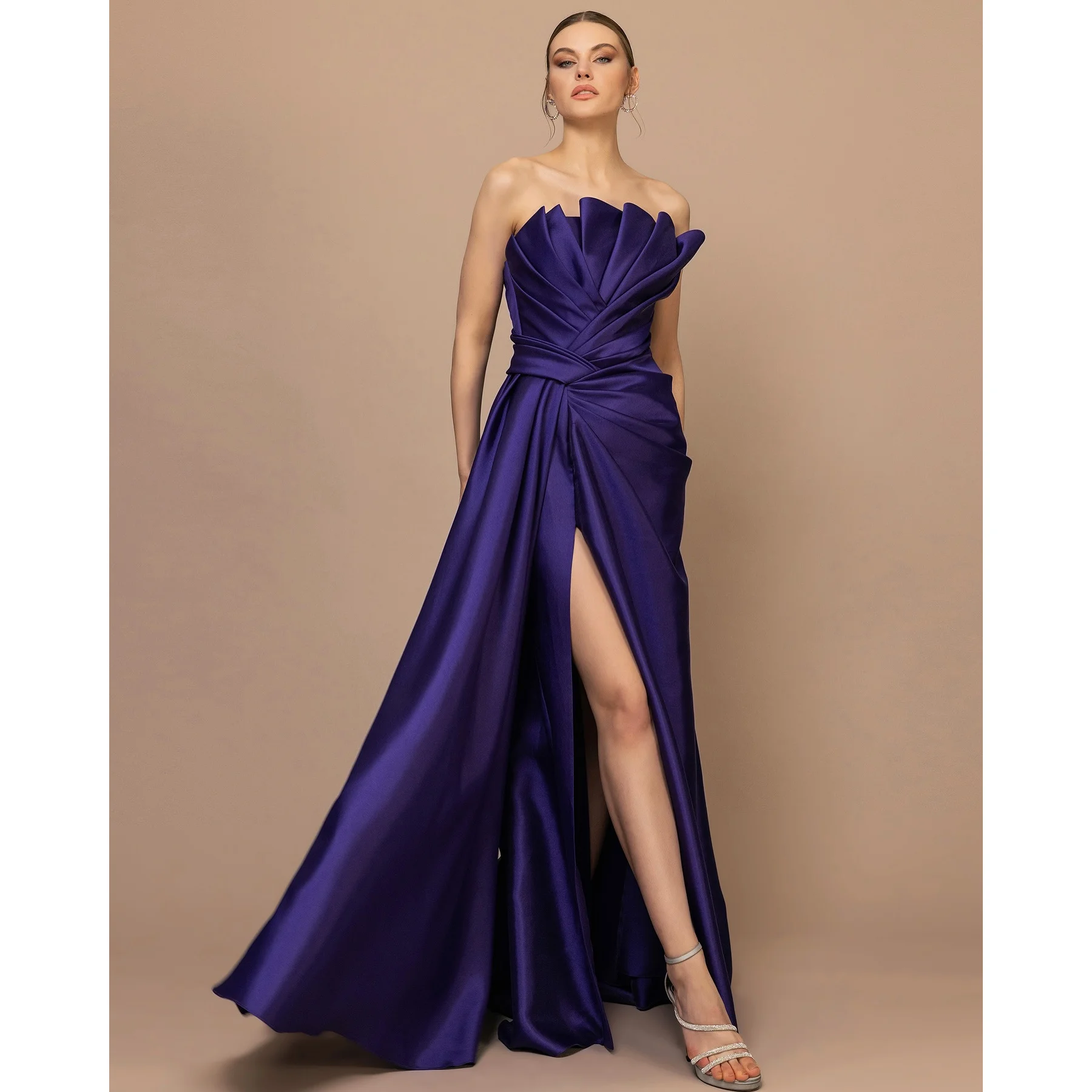 

Welove Elegant Strapless Pleated Evening Dresses 2025 Customized A Line Wedding Party Gowns Dubai Prom Dress vestidos de fiesta