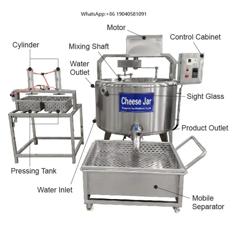 Fully Automatic Complete Mozzarella Cheese Production Line Mini Cheese Making Equipment 100L-1000L Cheese Vat Machine for Sale