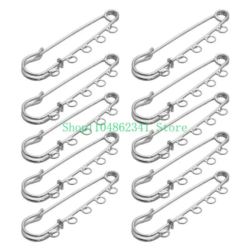 652F 10PCS 5-Holes Brooch Pins Sweater Shawl Clips Kilt Needles for DIY Crafts