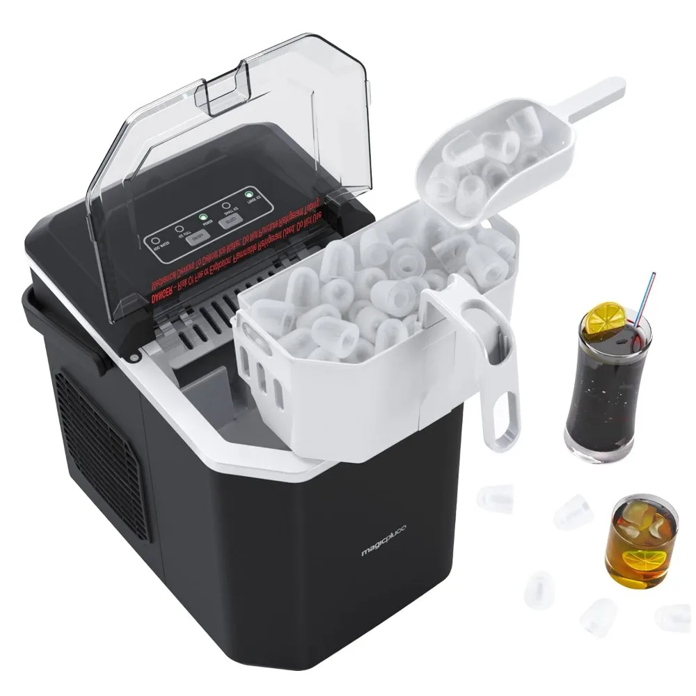 

Ice Makers Countertop, Ice Machine with Carry Handle, 9 Cubes in 6 Mins, 26.5 lbs per Day, Self-Cleaning