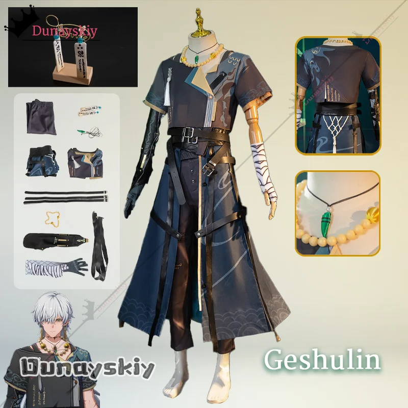 Wuthering Waves Geshu Lin Cosplay Costume Black Dress Necklace Glove Belts Game Cos Oufit General Uniform Accessories Halloween