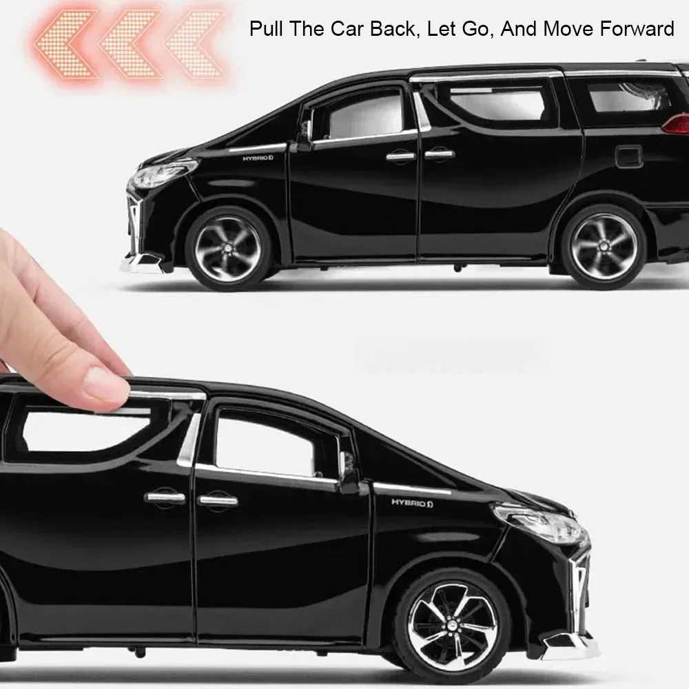 1:32 アルファード ヴェルファイア MPV おもちゃの車 モデル 合金ダイキャスト サウンドライト ドア開閉 サウンドライト プルバック式 装飾品 子供向けギフト