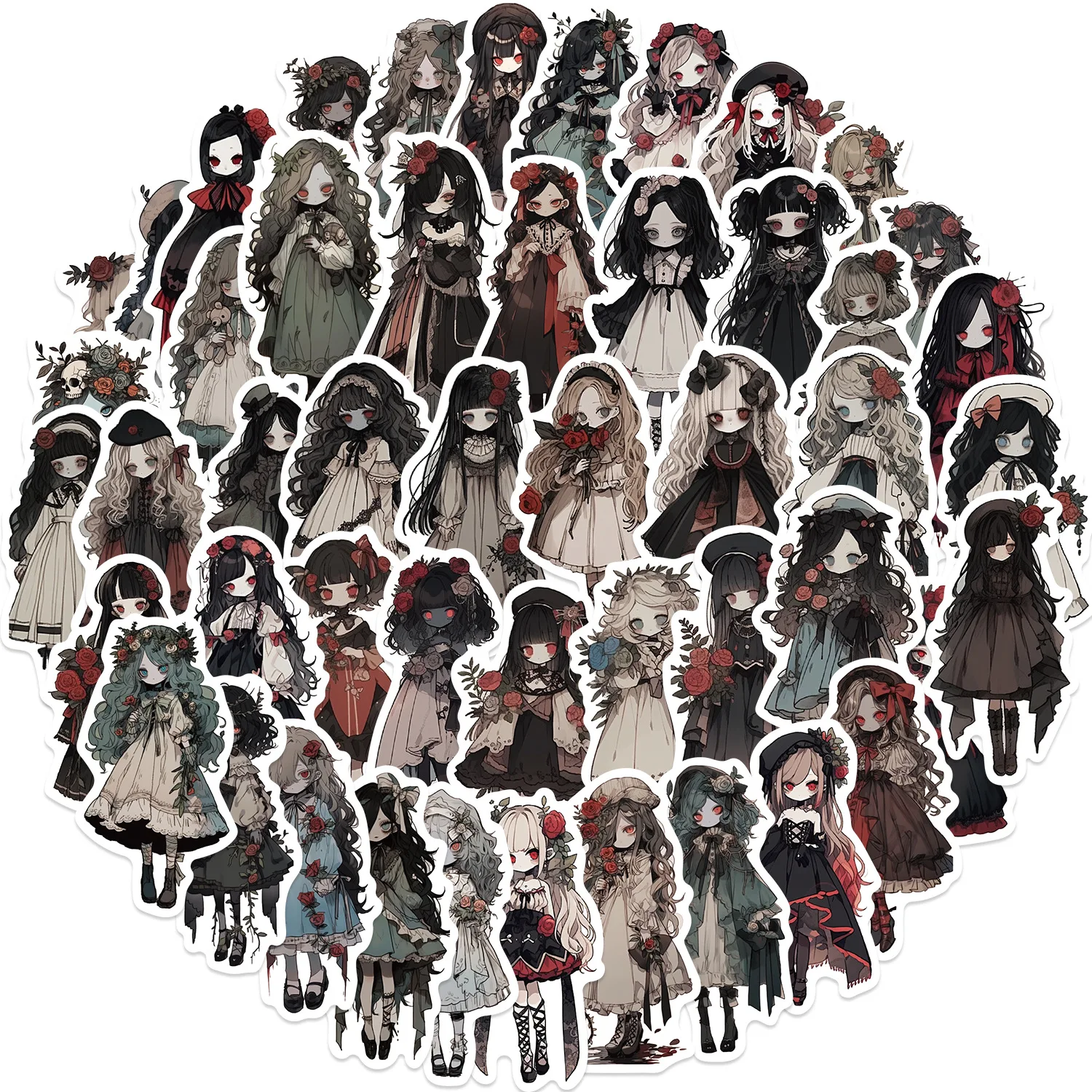 10/30/50PCS Gothic Girl Stickers Cute Cartoon Vampires Girl Graffiti DIY Laptop Guitar Bike Skateboard Waterproof Decal Kids Toy