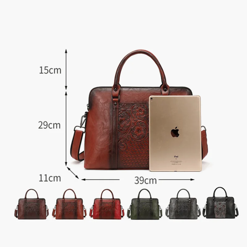 OYIXINGER High Quality Embossed Women\'s Briefcase For Woman Leather Briefcases Female Shoulder Bags 14.1 Inch Laptop Handbag New